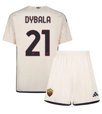 AS Roma Paulo Dybala #21 Vieras Pelipaita Lasten 2023-24 Lyhyet Hihat (+ Lyhyet housut)